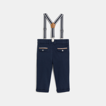 بنطال بكسرات وحمالات باللون الأزرق للأولاد الصغار